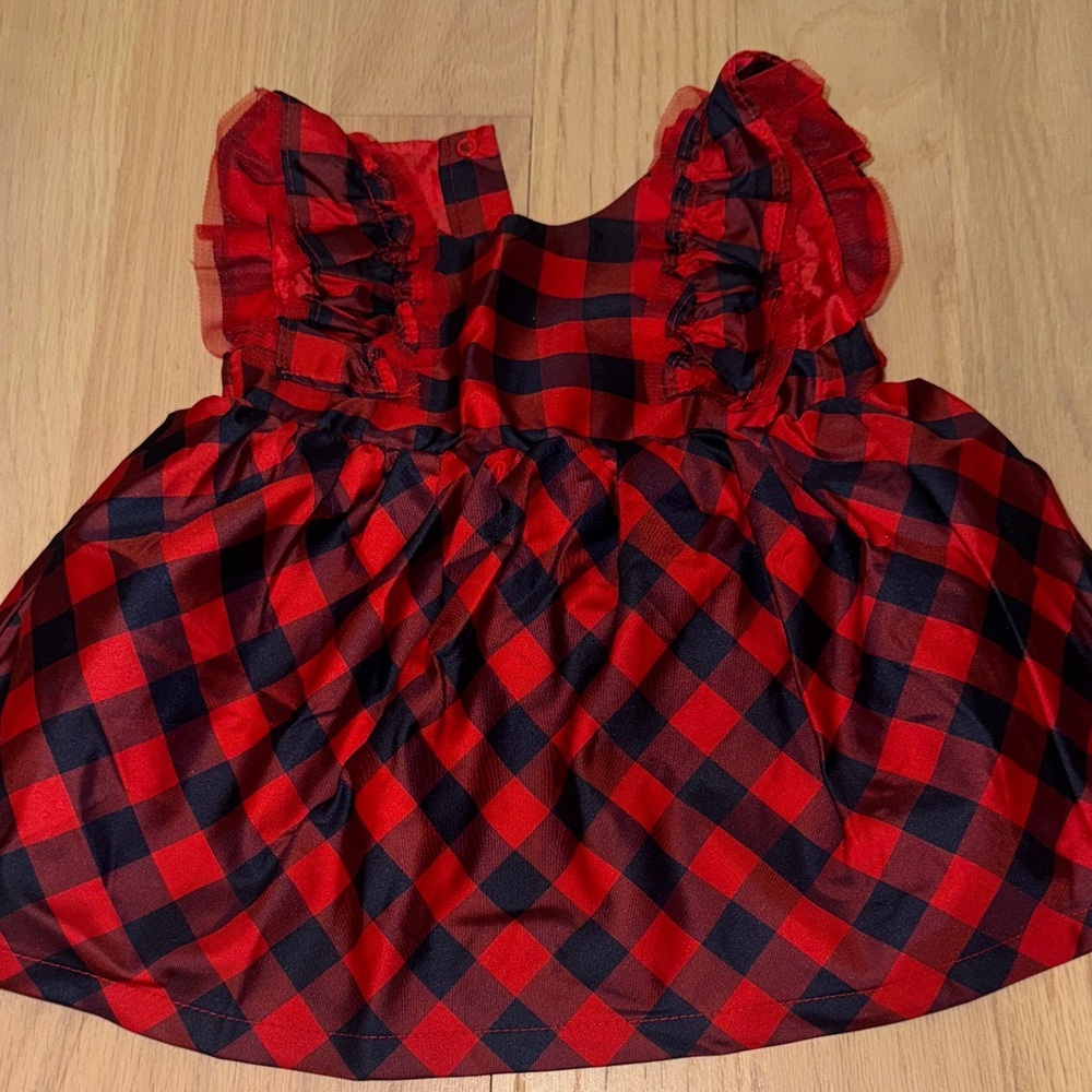 Cat & Jack Red and Black Plaid Kids Dress - Picture 1 of 4